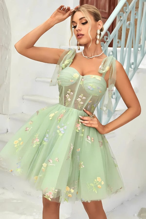 Robe Fleurie Vert d'Eau