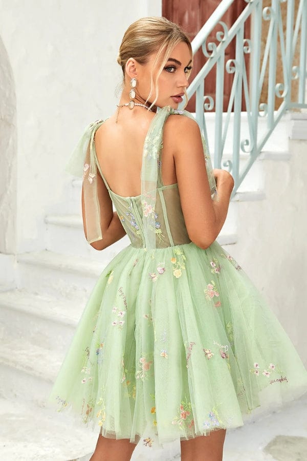Robe Fleurie Vert d'Eau