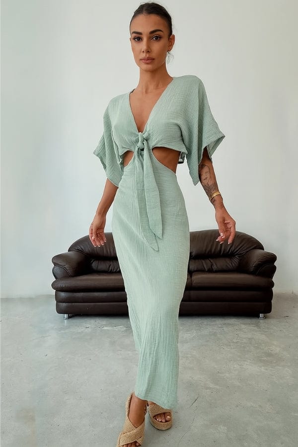 Robe Lin Vert d'Eau