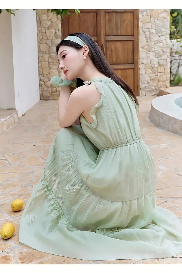 Robe Longue Bohème Vert d'Eau