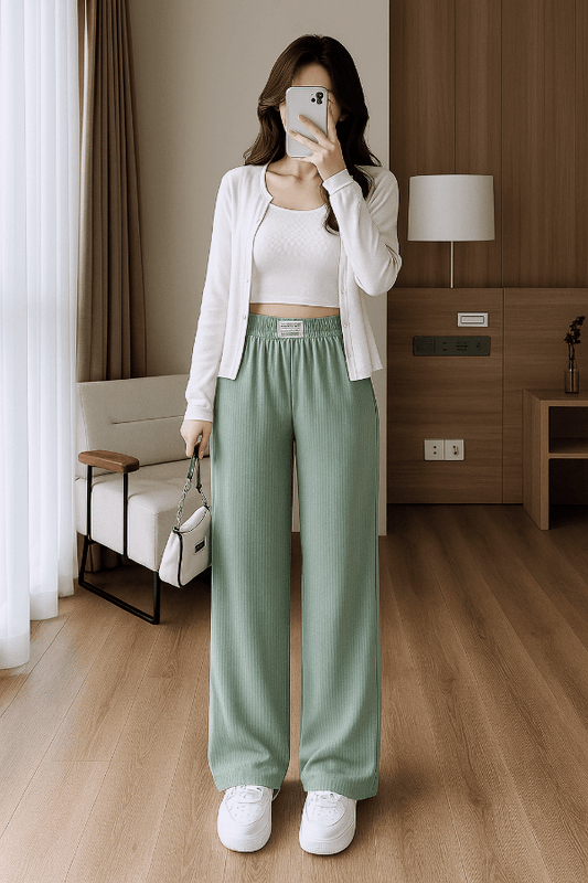 Pantalon Fluide Vert d'Eau