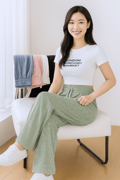 Pantalon Large Vert d'Eau