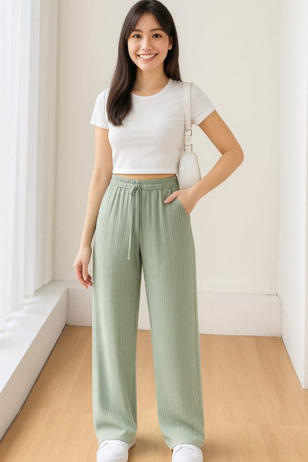 Pantalon Large Vert d'Eau