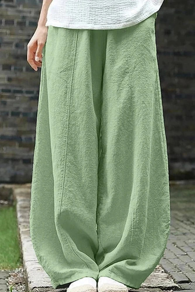 Pantalon Lin Vert d'Eau Cargo Japonais