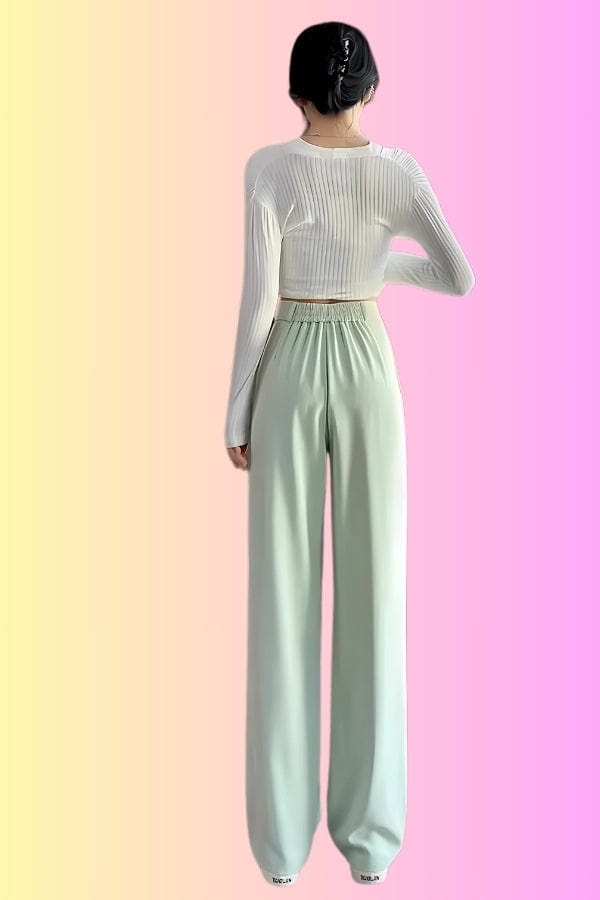 Pantalon Taille Haute Vert d'Eau