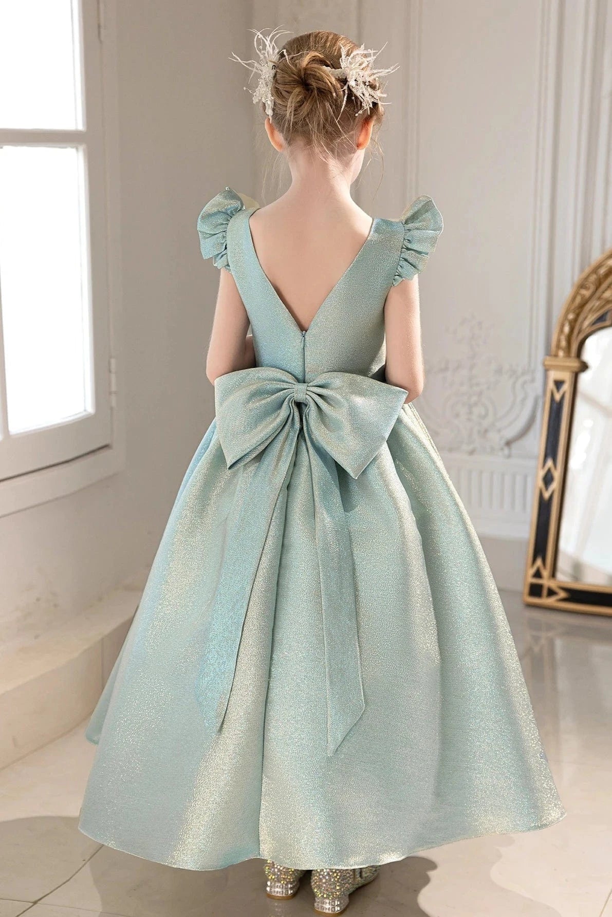 Robe Cérémonie Fille Vert d'Eau