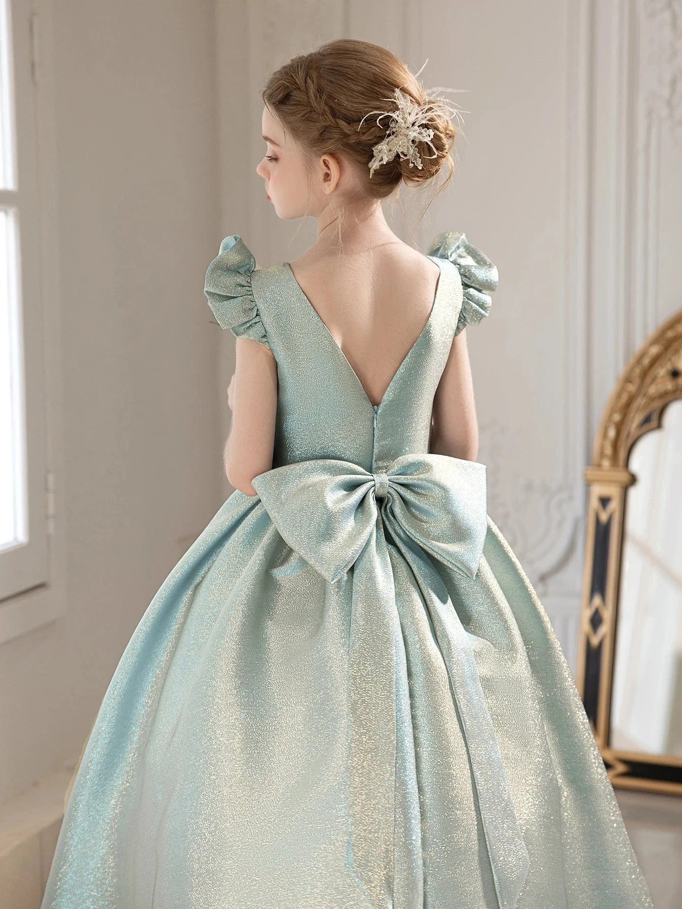 Robe Cérémonie Fille Vert d'Eau