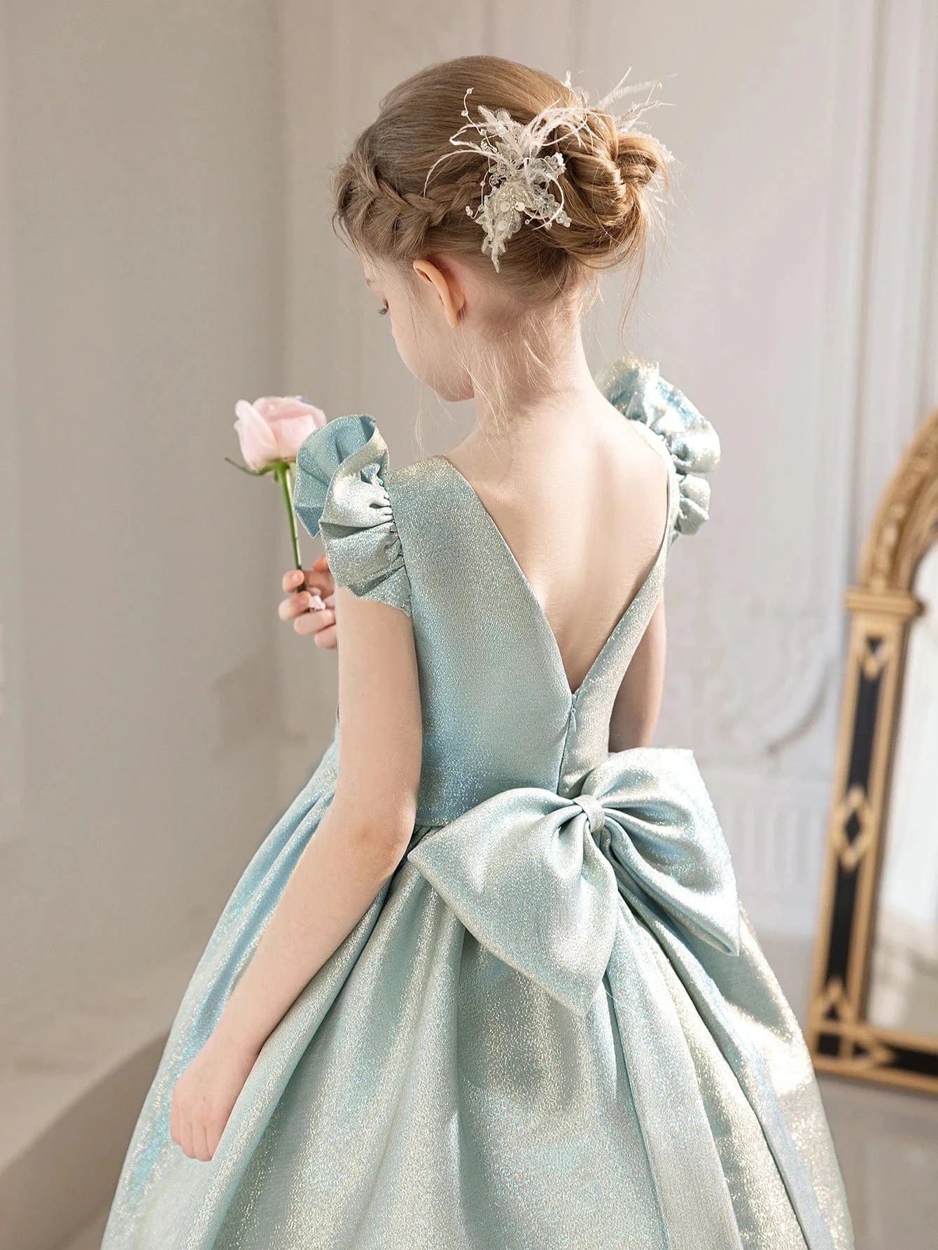 Robe Cérémonie Fille Vert d'Eau