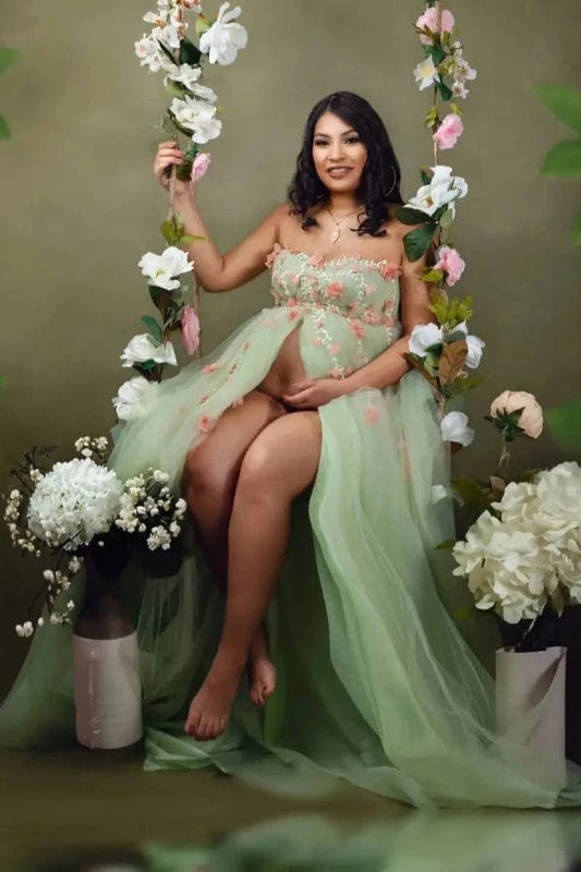 Robe de Grossesse Vert d'Eau
