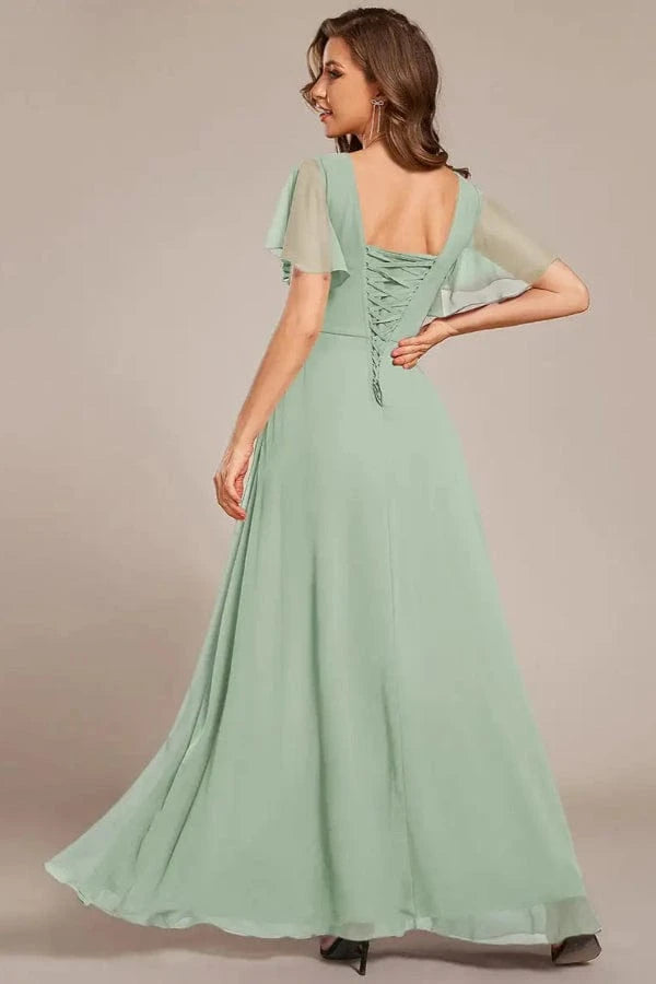 Robe en Mousseline Vert d'Eau