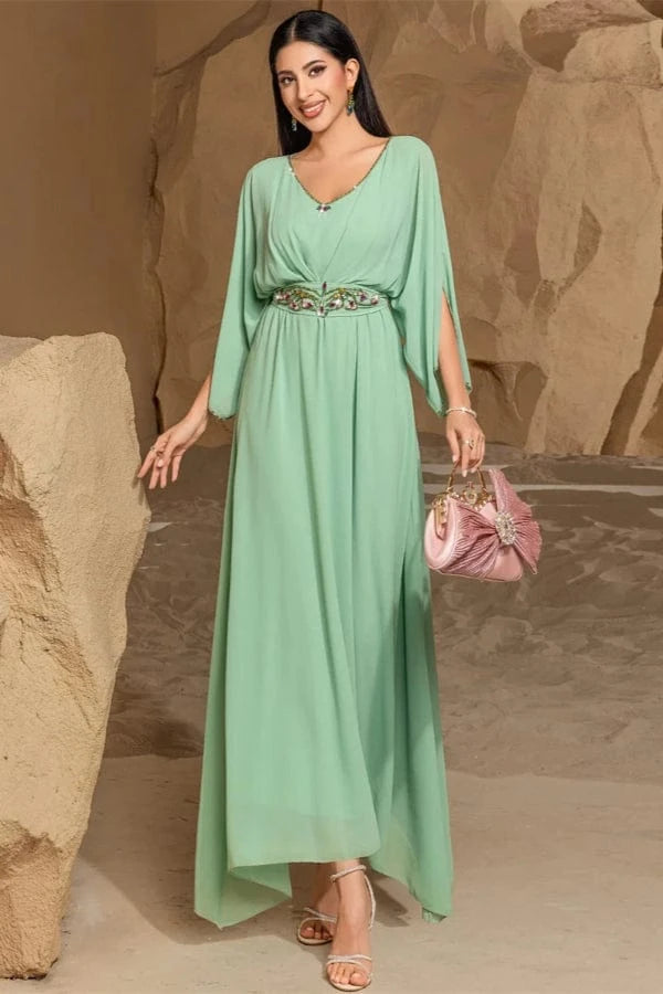 Robe Vert d'Eau à Manches Longues