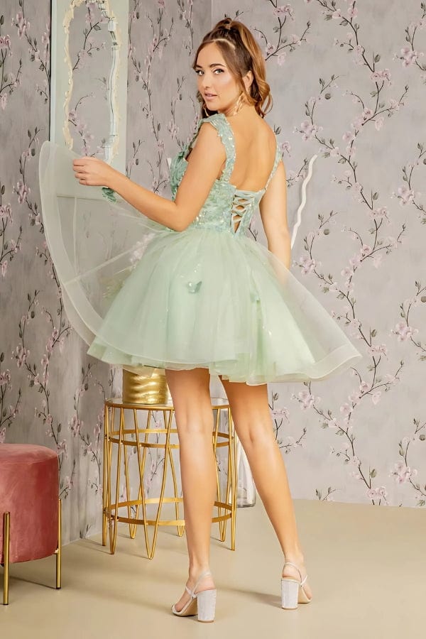 Robe Vert d'Eau Mariage Courte